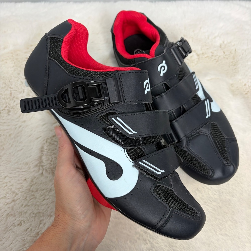 Peloton Cycling Shoes Black Red Look Delta Cleats Size 41 Mens 8 Womens 9.5